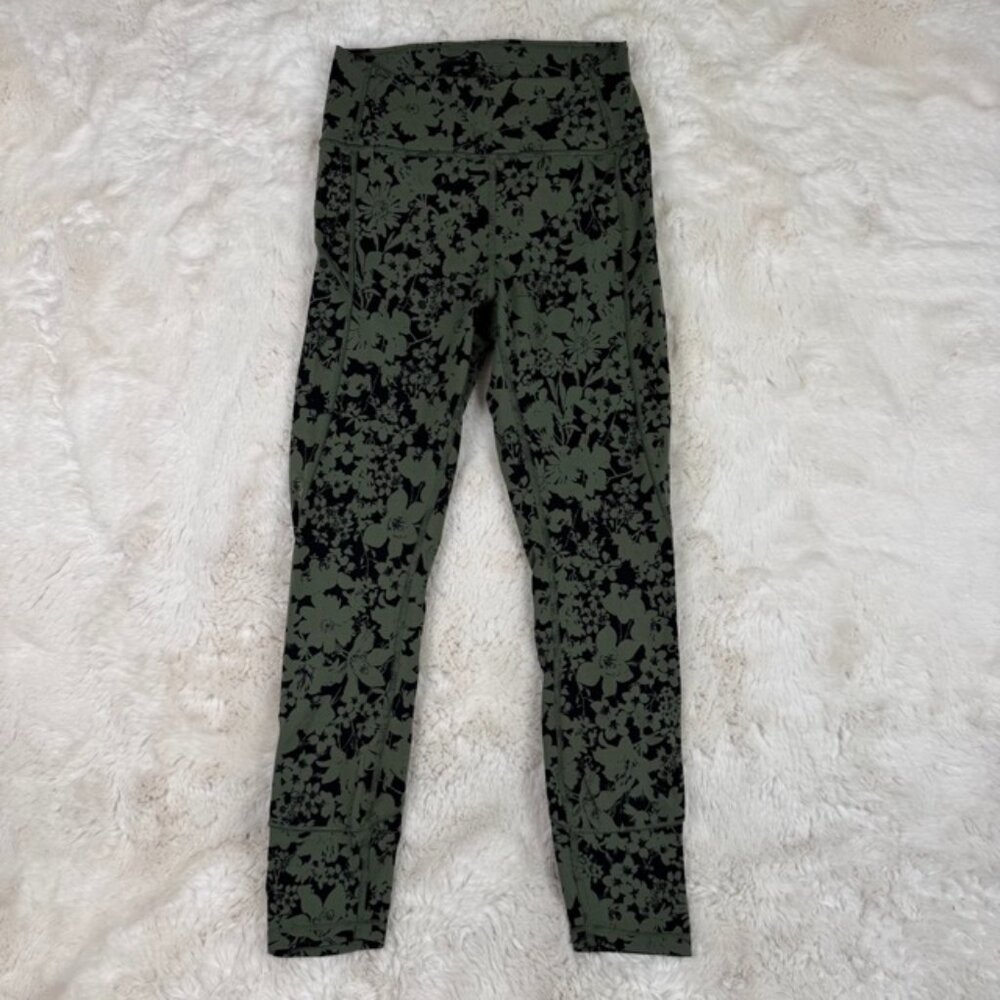 Lululemon All You Do Tight Legging 25" Women Efflorescent Barracks Green Black 6